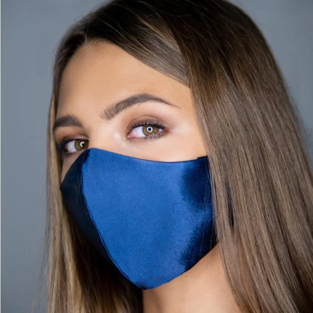 Elegant Blue Satin Face Mask